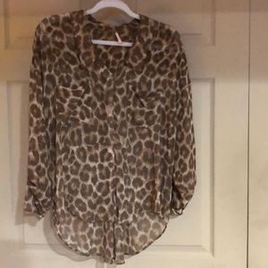 Free people ladies animal print blouse leopard-MED